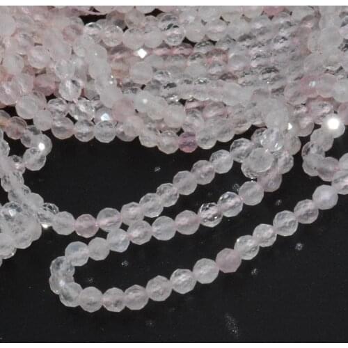 Natural Pink Morganite / Rose Beryl Faceted Round Beads 3mm