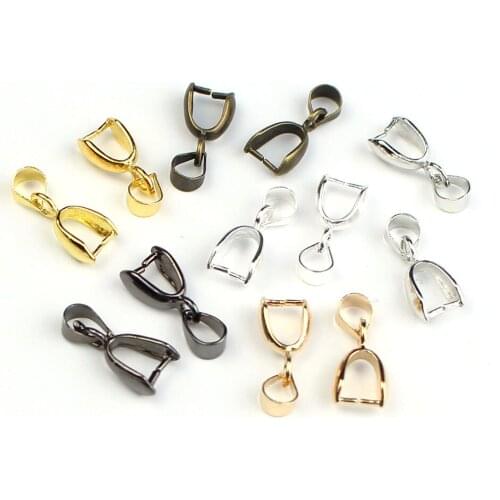 Wholesale 100pcs/lot Copper Pendant Pinch Bail Clasps Clips Bails Connectors for DIY Jewelry Making Supplies Findings