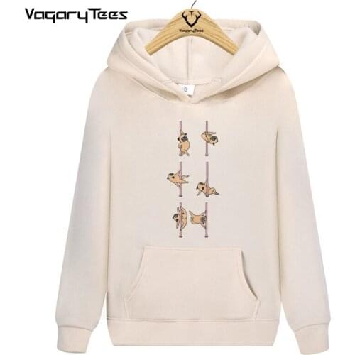 Autumn Newest Funny Pugs Dance Streetwear mens Pugs Pole Dancing Printed Hoodies Sweatshirts High Quality Hipster Tops