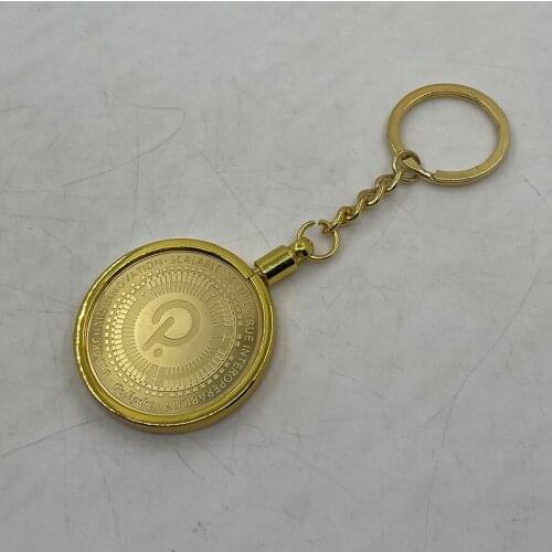 Polkadot COIN with keyring Gold Plated Crypto Coin Keychain BlockChain Innovation Collectible Creative Gift