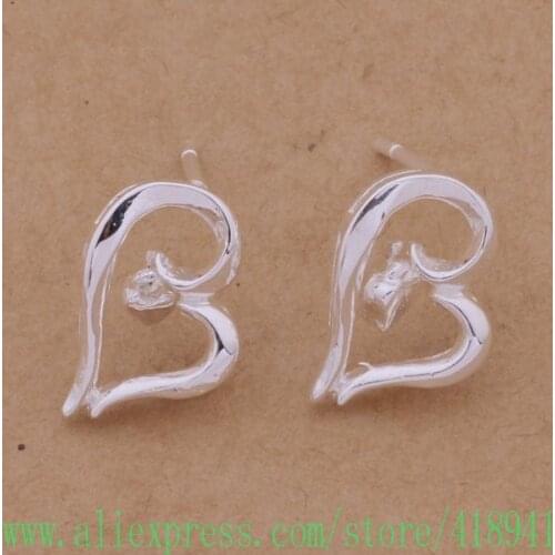 Silver Plated earrings , Silver Plated fashion jewelry , heart inlaid antique silver /emqandxa bnsakeza AE444