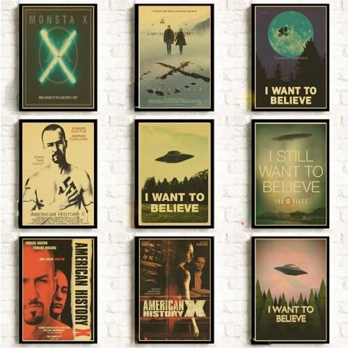 The X-Files Poster TV Series Vintage Prints and Posters Cafe Bar Room Wall sticker Art Painting Home Decor