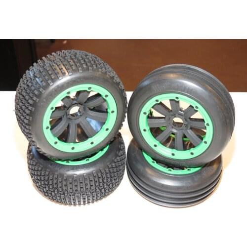 BAJA 1/5 5B SPEED BUSTER TIRES GREEN BEADLOCKS FRONT/REAR