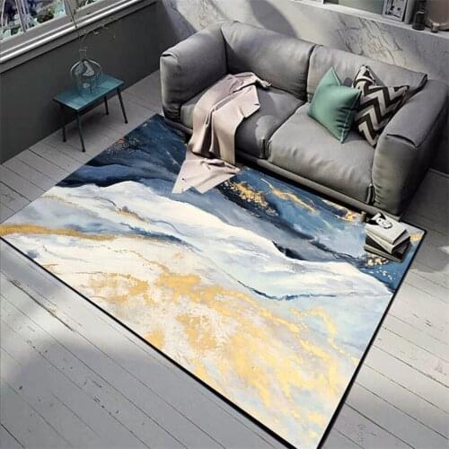 Modern Abstract Art Carpet Blue Sea Of Cloud Floor Carpet For Living Room Oil Painting Style Hallway Carpet Kitchen Rugs Doormat