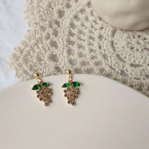 Drop Earrings for Women Fashionable Zircon Purple Grape Earrings Simplicity Light Luxury Jewelry Accessories Wholesale