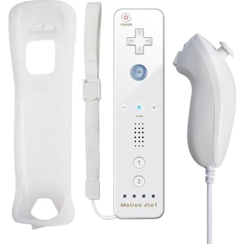 Built-in Motion Plus Wireless Remote Gamepad Controller For Nintend Wii Remote Controle with Silicone Case and Wrist Strap