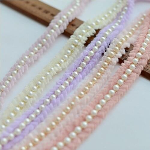 1 Meter Colorful Beaded Lace Ribbon Tape Lace Fabric Trim Embroidered Collar Decoration African Lace Fabric Net Cord for Sewing