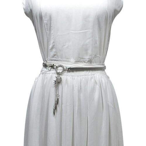 Chic Faux Gemstone Goldfish Rhinestone Pendant Slim Women Waist Belt Waistband women belt Apparel Accessories