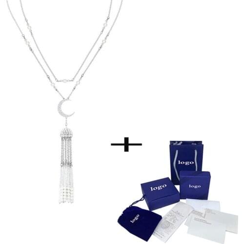 Fashion Crescent Tassel Necklace Elegant Temperament Female Jewelry Send Girlfriend Anniversary Wedding Engagement Best Gift