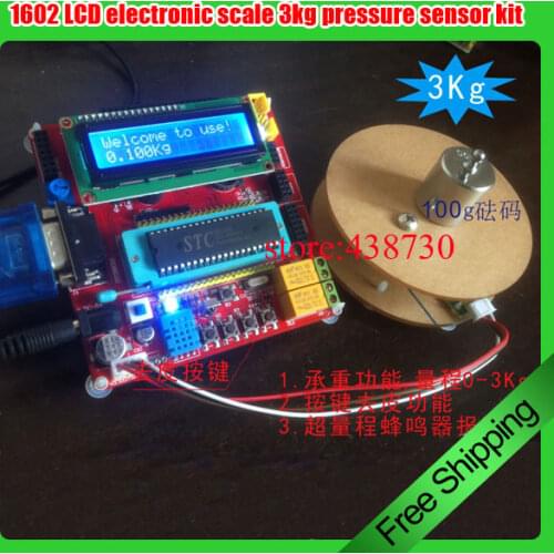 1set 1602 LCD electronic scale 3kg pressure sensor KIT / DIY 5kg load cell kit / HX711 module for Single-chip