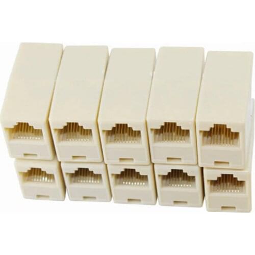 10pcs/lot Network Ethernet Lan Cable Joiner Bilateral 8 Pins Coupler Connector RJ45 Computer Netwoerk Connection Adapters