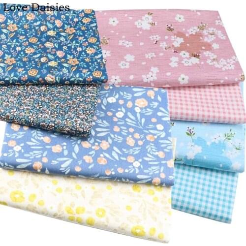 100% Cotton Twill BLUE PINK Yellow Orange White Coffee Flower Cherry Floral Fabric For Kids Bedding Sheet Pillow Clothing Dress