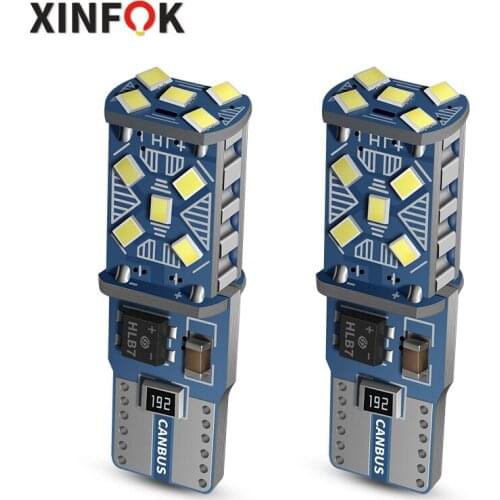2x Car LED Bulbs Reverse Lights T10 194 168 W5W DC12 volts 2.6 watts 6000K White 2016 SMD XFT027 Auto Signal Light