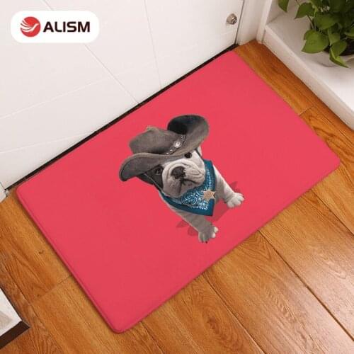 Cartoon mat Lovely Dog Floor Mat Printed Pug Dog Door Mat Entrance Carpet Floormat Kitchen Rug Indoor Bathroom Anti-slip Carpets