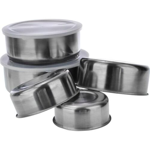 5pcs/set Stainless Steel Mixing Bowl Pasta Fruit Bowl Lunch Storage Holder Food Container Kitchen Pot Tableware Tools