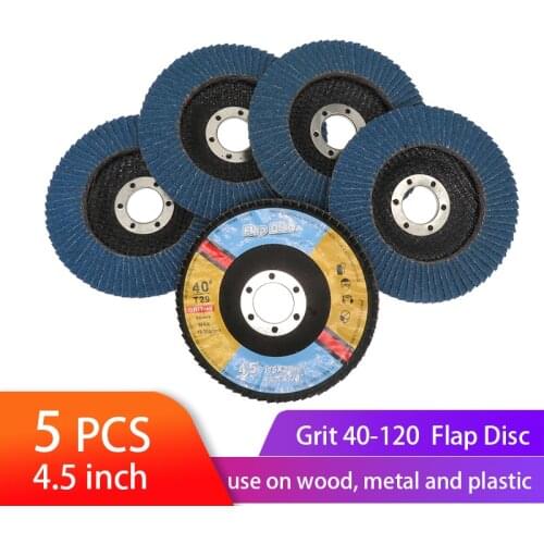 5PCS Flap Discs 115mm 4.5 Inch Sanding Disc 40/60/80/120 Grit Grinding Wheels Blades For Angle Grinder
