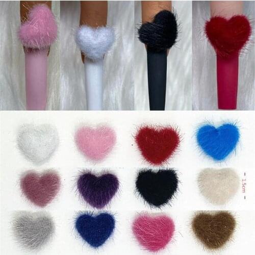 5pcs/Bag Nail Magnetic Detachable Heart Pompoms Charms For UV Gel Nails Tips Press On Decorations Poms Nail Supplies (1.5*2.0cm)