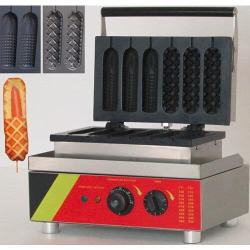 6pcs two shape 110v or 220v electric Commercial waffle hotdog maker_waffle dog iron