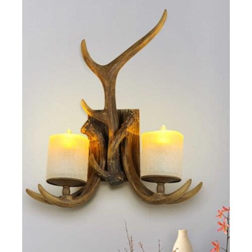 American Antique Antler Wall Lamp Club Bar Cafe Retro Light Study Foyer Dining Room Balcony Vintage Decorative Branch Sconce