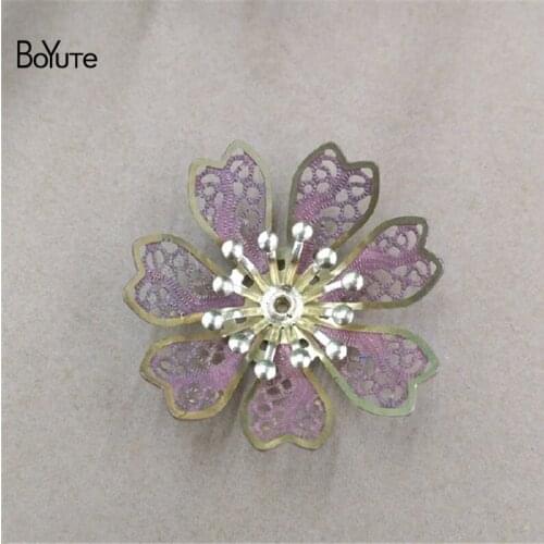 BoYuTe 10Pcs 2 Colors 28MM Flower Filigree Diy Jewelry Materials Brass Metal Embellishments