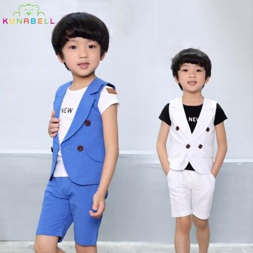 Children Boys Suits Brand England Kids Summer Weddings Birthday Dress Gentleman Blazer Waistcoat Vest Pant Costumes Clothes F20