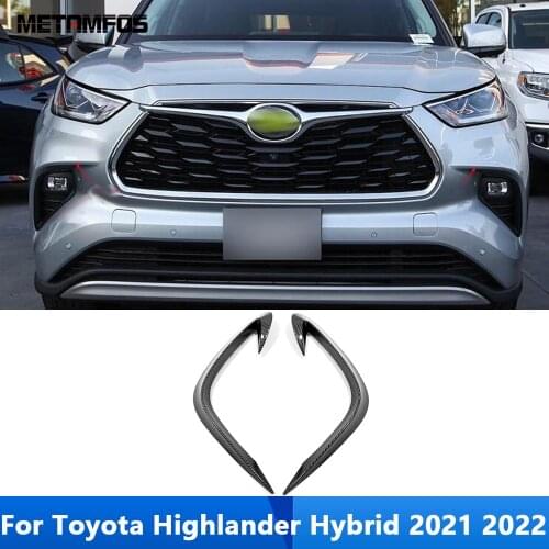 For Toyota Highlander Hybrid 2021 2022 Carbon Fiber Front Fog Light Lamp Eyelid Eyebrow Foglight Molding Trim Car Accessories