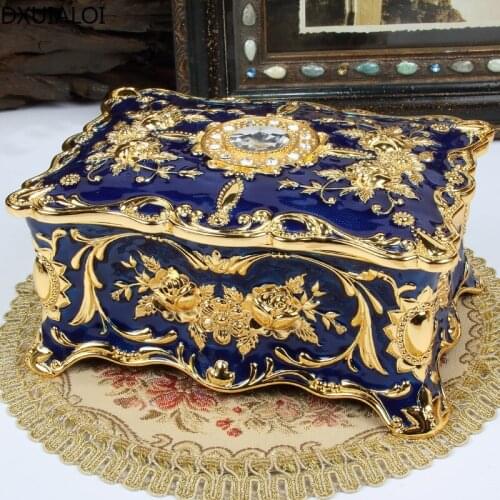 Home decoration metal European creative enamel color diamond multi-layer jewelry box ring earrings bracelet storage box DXUIALOI