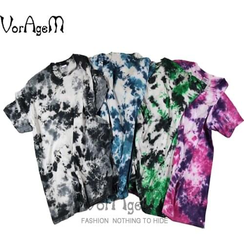 Mens Summer Fashion Handmade Tie Dye T Shirt Hipster Irregular Spots Floral Cotton Tees Men Hip Hop Skateboard Tops Streetwear