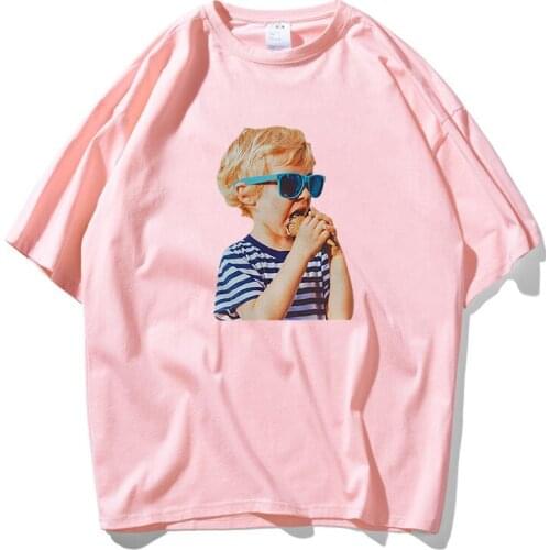 New Fashion INS Style Funny lollipop Boy Print T Shirts Men 100% Cotton Lovers Top Tee Skateboard Blue Pink Red T-shirt Women