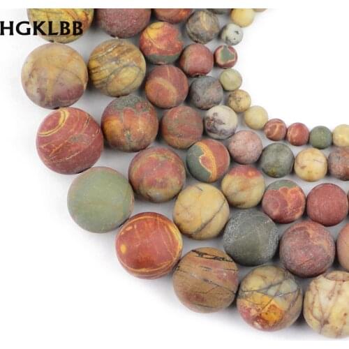 HGKLBB Natural Matte Picasso stone Beads 4 6 8 10 12 mm Round Loose Beads for Jewelry Making DIY Necklace Bracelets Accessories