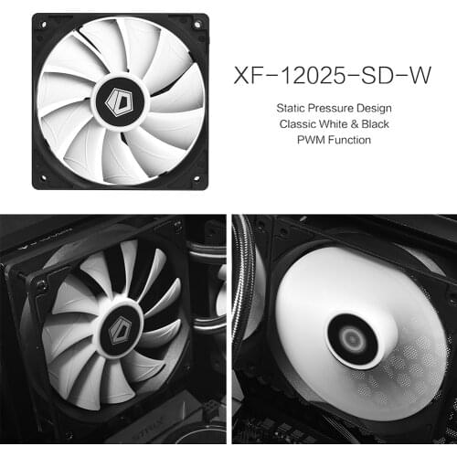 ID-COOLING 120mm PWM Computer Case Cooling Fan Silent PC Cooler Fan Case 12V DC Computer Chassis Radiator Heatsink