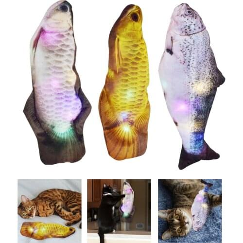 Cat Wagging Fish Realistic Plush Interactive Cat Toy Catnip Stuffed Pet