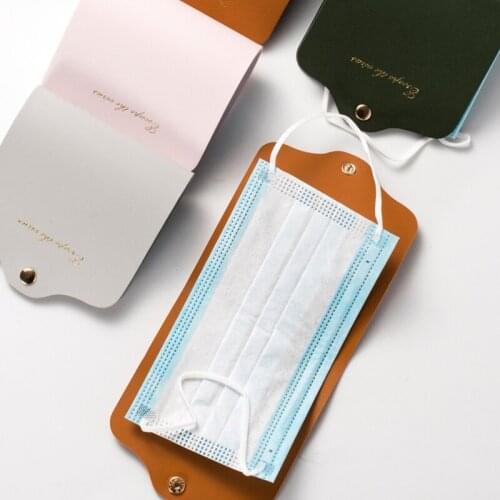 Nordic Style Leather Mask Storage Folder Portable Face Mask Storage Box Grey Eco-Friendly Foldable Mask Temporary Storage Folder
