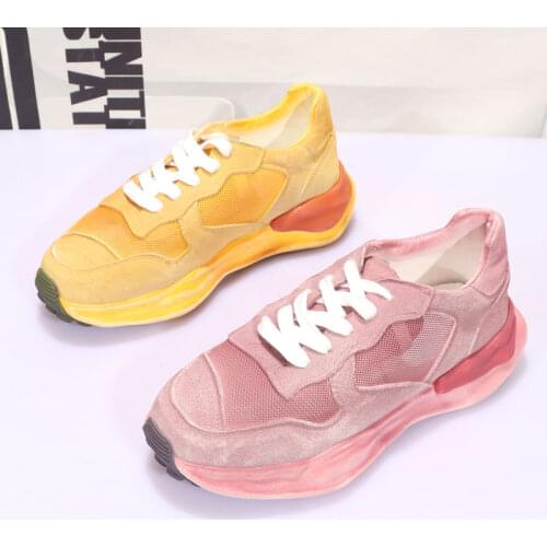 Women Chunky Sneakers Woman Platform Flats Female Pink Shoes Ladies Brand Sport Sneakers Slip On Zapatos De Mujer Trainers New