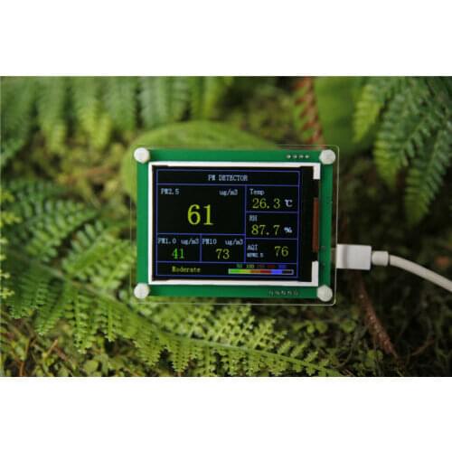 Laser PM1.0 PM2.5 PM10 Detector, TEMP + HUMI TFT LCD display PMS5003 G5 +Battery