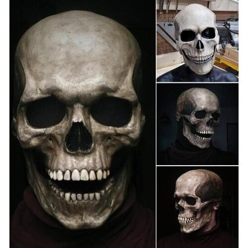 Newly Full Head Skull Face-Cover/Helmet with Movable Jaw Halloween Darkness Face-Cover for Party Bar and Film Props