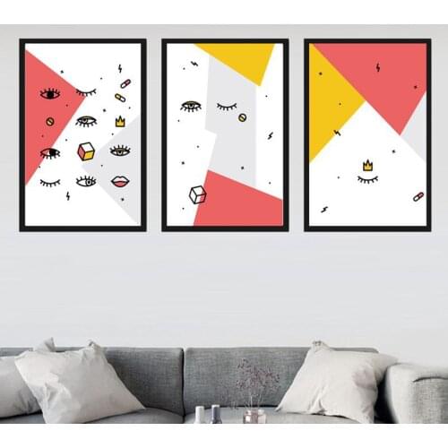 Cute Creative Eye Crown Eyelashes Poster Home Decoration Childrens Room Living Room Bedroom Frameless Printing Hanging Painting