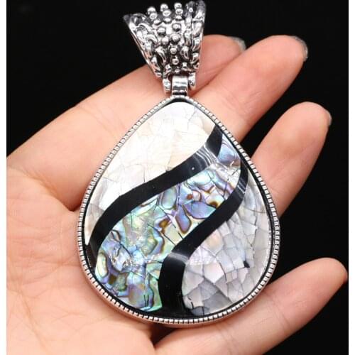Fashion Natural Paua Abalone Shell Charms Crack Drop Shape Mother of Pearl Shells Pendant for Jewelry Making DIY Necklace Gift