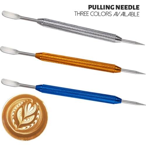 Stainless Steel Coffee Pull Flower Needle Carved Stick Cappuccino Latte Coffee Decorative Art Pen Fancy Cafe Tool