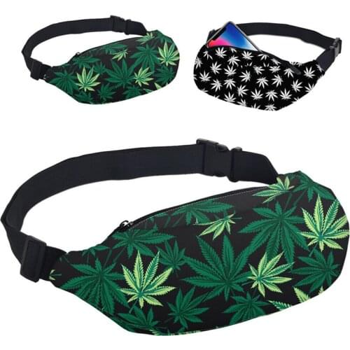 New Leaf Print Fancy Waist Pack Nordic Style Belly Waist Bag Hip Bum Phone Purse Charm Belt Mini Portable Bags