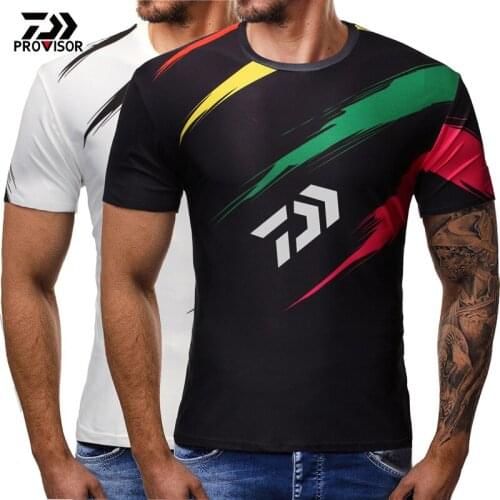 New Mens T-Shirt Short Sleeve Men DAIWA Fishing T Shirt For Male Big Size Sport Quick-drying Top Sportwear Man Fishing Clothing