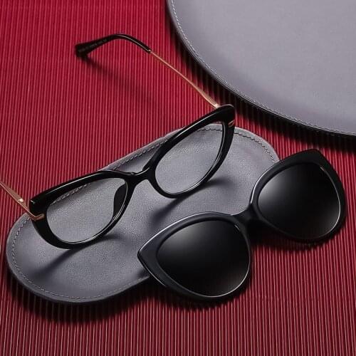 Cat Eye Eyeglasses Polarized Magnet Clip glasses frame for men women Myopia Prescription Glasses Optical sunglasses Eyewear 2021