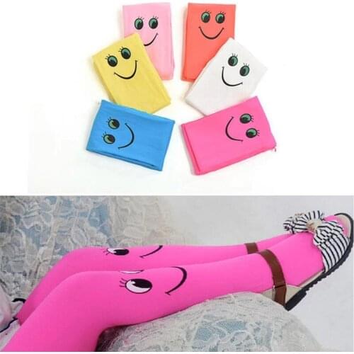 1Pcs Autumn Velvet Smiley Pattern Kids Tights for Girls Tights 3-8 Years