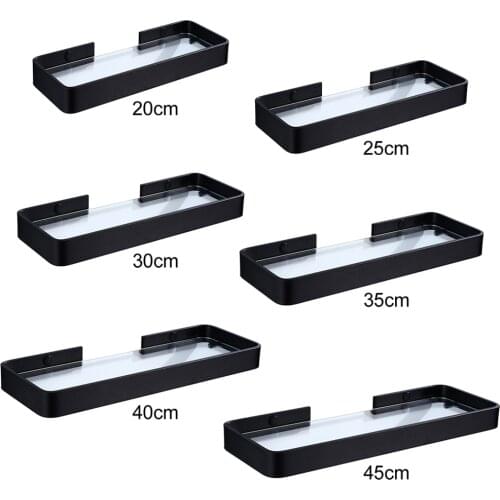 Bathroom Shelf Aluminum Square Shower Shelf Glass Shower Shelf Black Finish Storage Basket Storage Rack Bathroom Accessory
