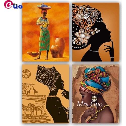 Full Square Drill African American Ethnic Ancient Black Woman DIY Diamond Painting Embroidery Cross Stitch Diamond Mosaic Crafts