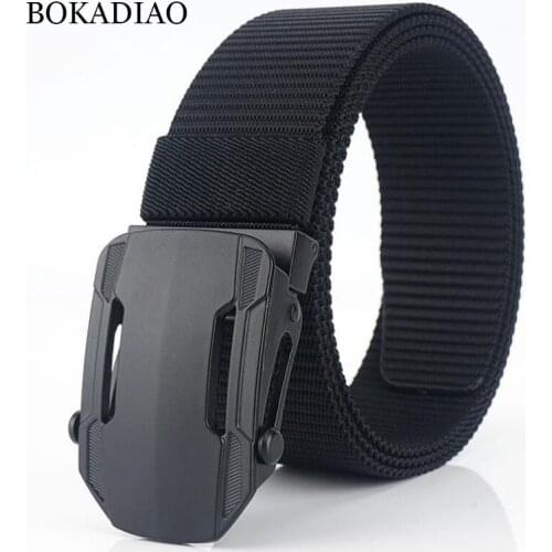 BOKADIAO fashion Nylon Belts for Men Black Alloy buckle Canvas belt Army military tactical belts man jeans Waistbrand Male strap