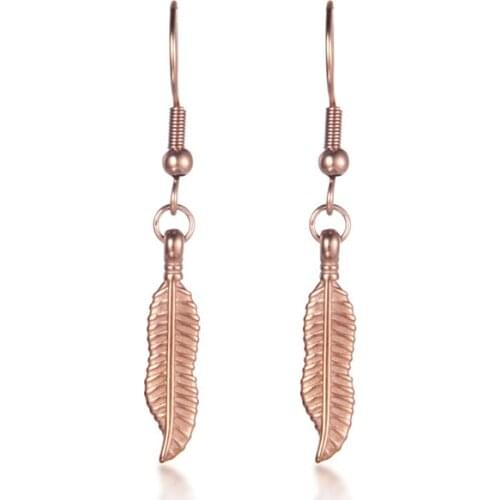 Titanium Steel Tree Leaf Earring Set Rose Gold Color Hoop Punk Round Drop Earrings For Women Fine Jewelry