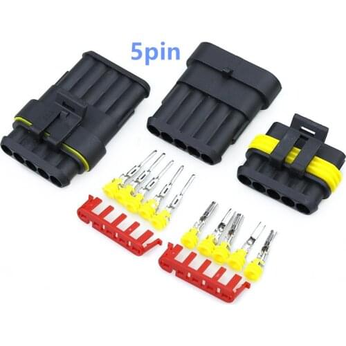 1 Set5 Pin Female Male Way AMP Super Seal Waterproof Electrical Wire Connector Plug For Car