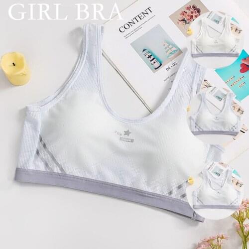 Girls Training Bra Teenage Sport Bras Puberty Underwear Kids Full Cup Bra Back Vest Underwear Girly Chest pad Breathable