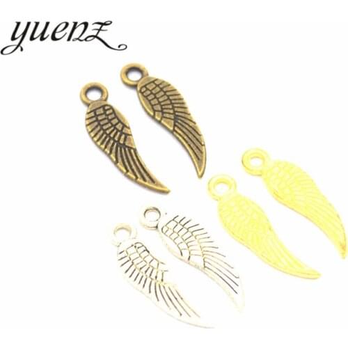 YuenZ 70pcs 3 color Antique bronze wing Charm fit for Bracelets Necklace Pendant DIY Metal Jewelry 19*5mm D405